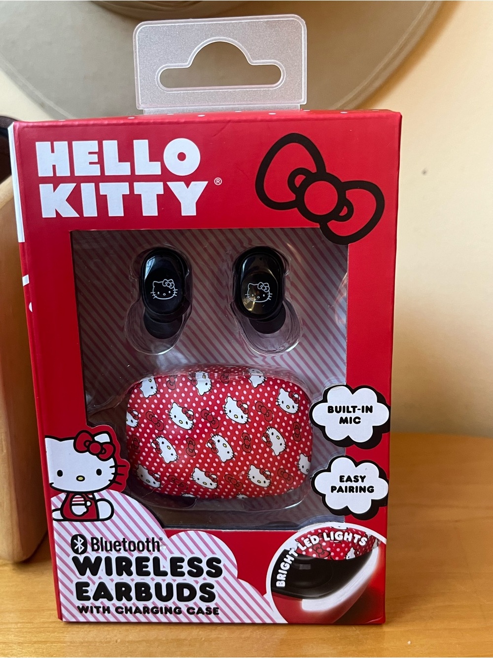 Hello Kitty Red Wireless Bluetooth Earbuds with Charging Case
